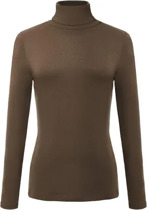 Urban CoCo Women's Long Sleeve Turtleneck Slim Fitted T Shirts Basic Stretch Tee Tops